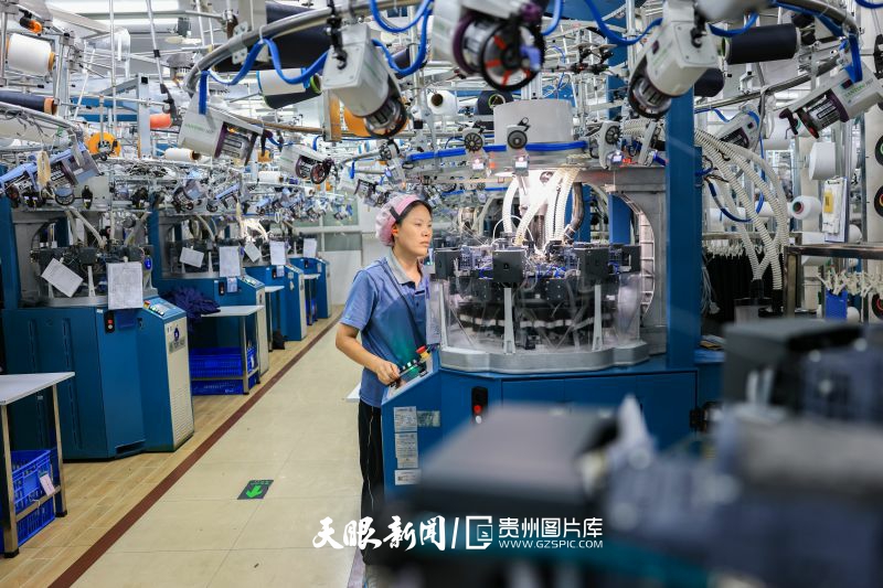 786802-2024年8月14日，在貴州三穗經(jīng)濟(jì)開(kāi)發(fā)區(qū)貴州鼎盛服飾有限公司生產(chǎn)車間，工人在趕制無(wú)縫針織服裝訂單產(chǎn)品，銷往海外市場(chǎng)。.jpg
